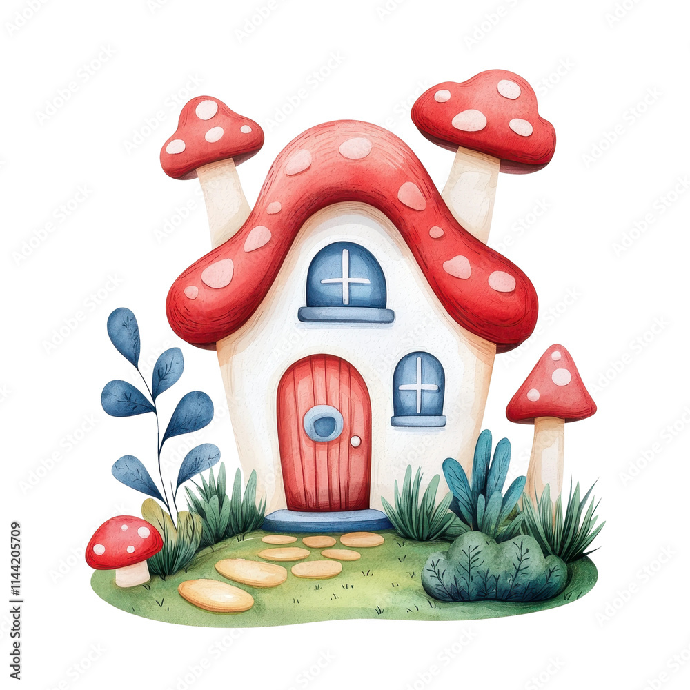 Naklejka premium Whimsical Hand-Drawn Watercolor House Icon