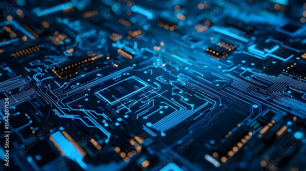 Sleek Blue Circuit Paths with Quantum Computing Concepts Sleek Blue Circuit Paths with Quantum Computing Concepts