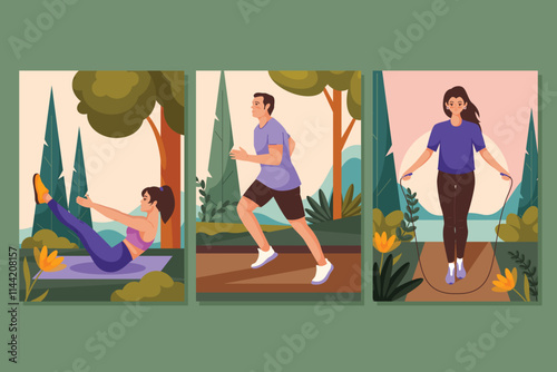 Outdoor Exercise Activities Illustration