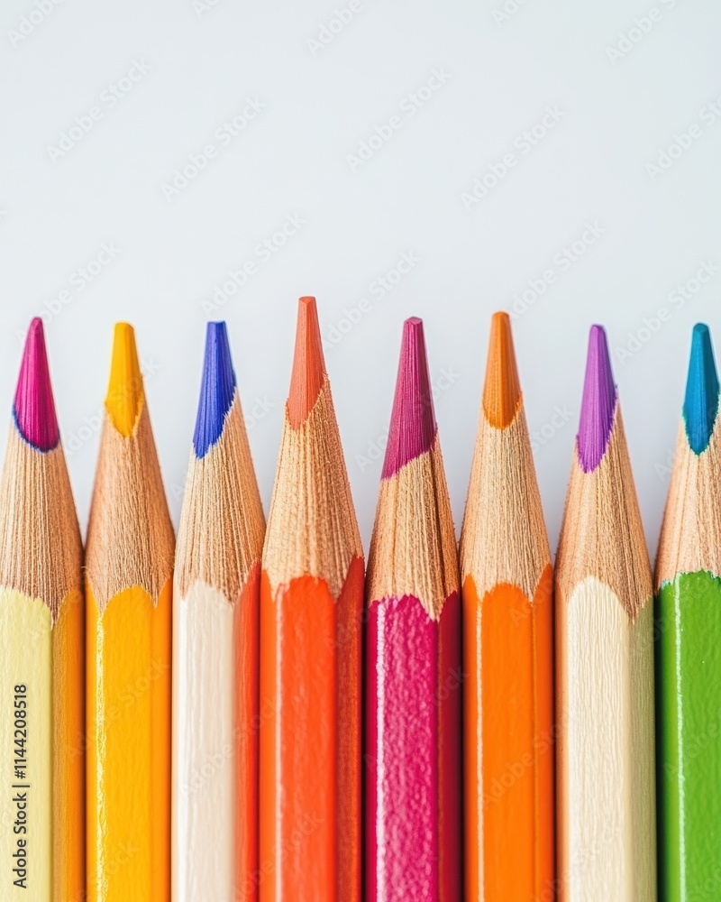 Colorful pencils arranged against white. Colorful pencils arranged against white.