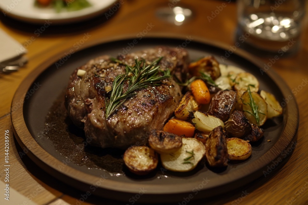 Fototapeta premium Roasted Vegetables with Steak