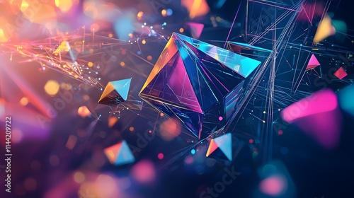 Innovative Technology Abstract with Floating Geometric Shapes