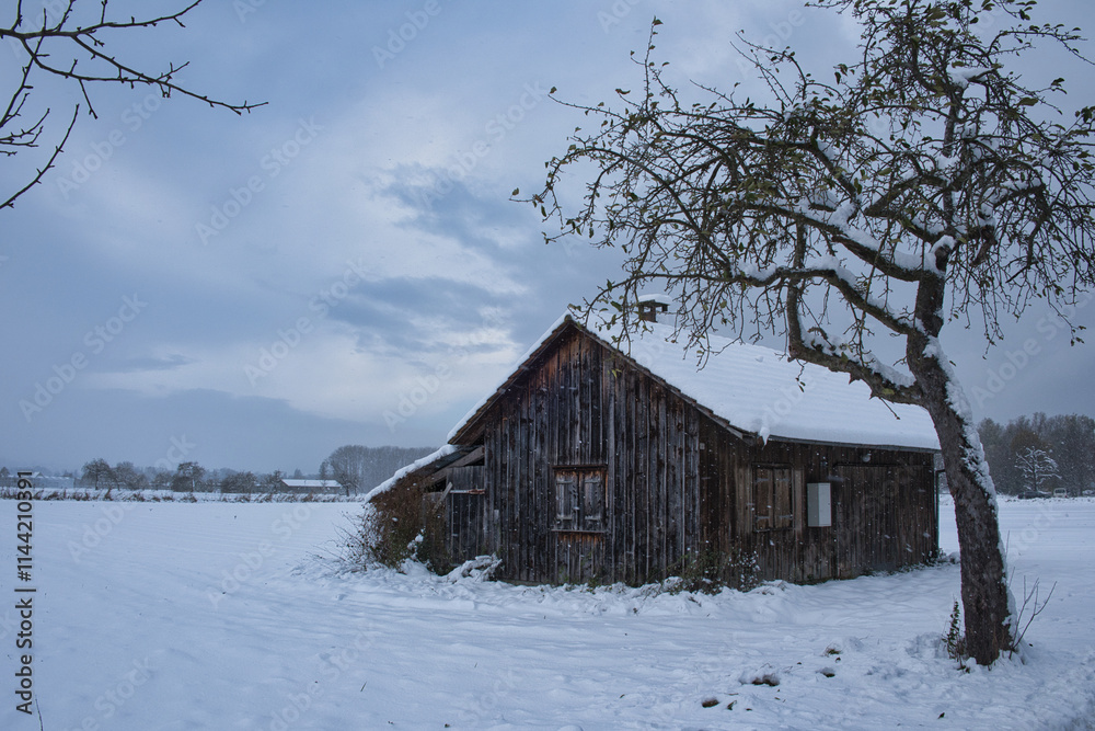 Einsame Hütte im Schnee