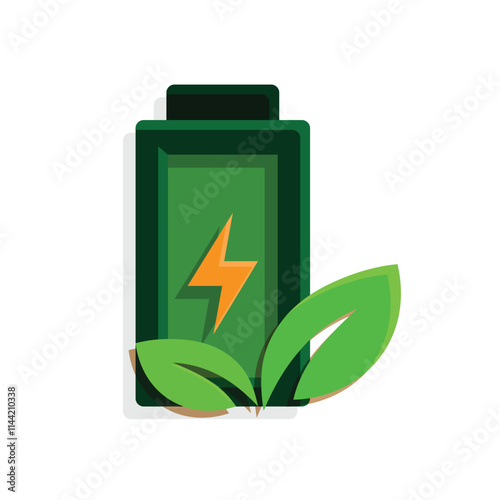 green energy icon. sustainability energy battery. Collection of renewable energy, ecology and green electricity icons. colored flat design style. vector design