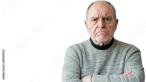 A Senior Man Expressing Disappointment Captured in a Thoughtful Moment, Ideal for Illustrating Emotional Realism in Topics Related to Aging, Reflections, and Life Challenges.