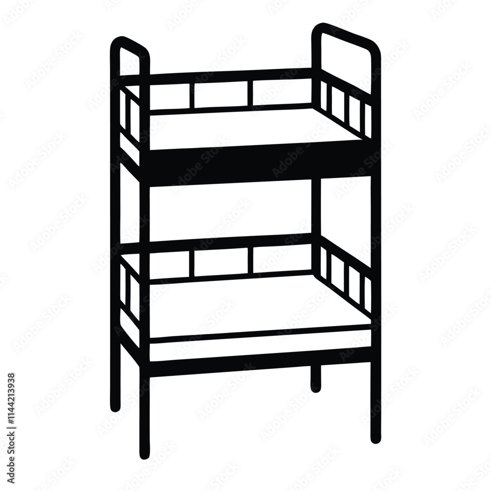 a Triple Bunk Bed silhouette vector with a white background