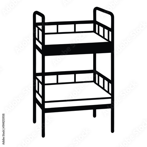 a Triple Bunk Bed silhouette vector with a white background