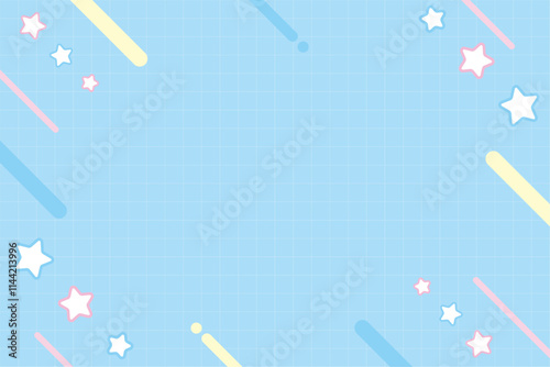 星の幾何学フレームイラスト　水色
