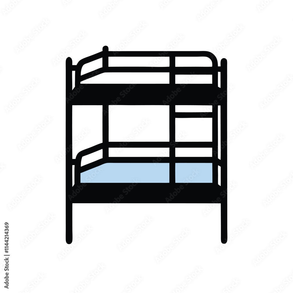 a Triple Bunk Bed silhouette vector with a white background a Triple Bunk Bed silhouette vector with a white background