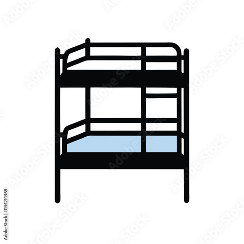 a Triple Bunk Bed silhouette vector with a white background