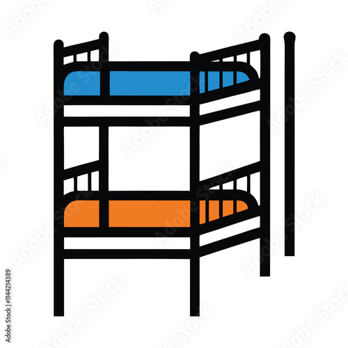 a Triple Bunk Bed silhouette vector with a white background
