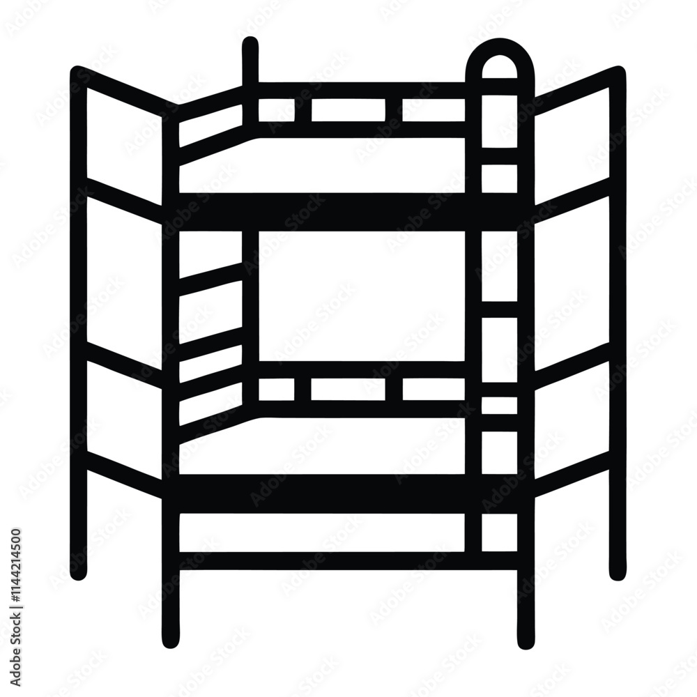 a Triple Bunk Bed silhouette vector with a white background a Triple Bunk Bed silhouette vector with a white background