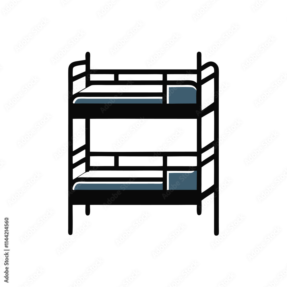 a Triple Bunk Bed silhouette vector with a white background a Triple Bunk Bed silhouette vector with a white background