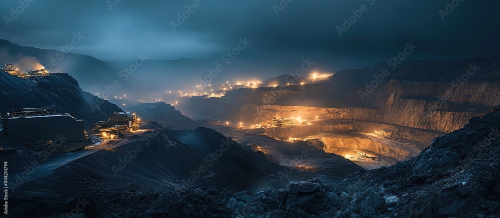 Night view of illuminated quarry. Night view of illuminated quarry.