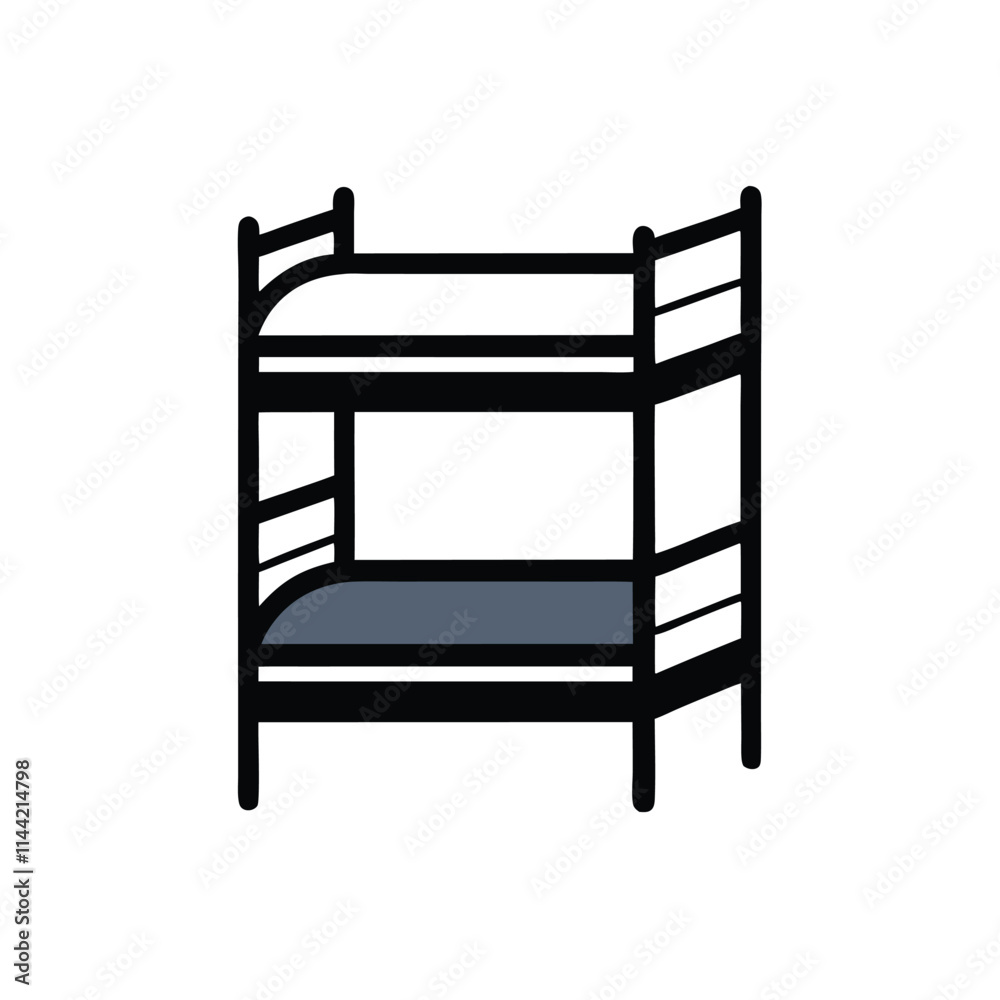 a Triple Bunk Bed silhouette vector with a white background a Triple Bunk Bed silhouette vector with a white background
