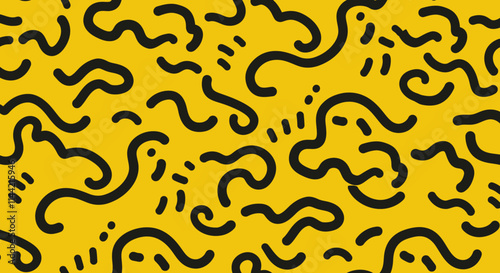 Vibrant Seamless Patterns with Bold Line Art on Colorful Backgrounds
