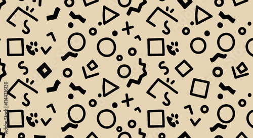 Vibrant Seamless Patterns with Bold Line Art on Colorful Backgrounds
