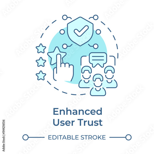 Enhanced user trust soft blue concept icon. Reliable verifiable information. Benefit of RAG services. Round shape line illustration. Abstract idea. Graphic design. Easy to use in presentation photo