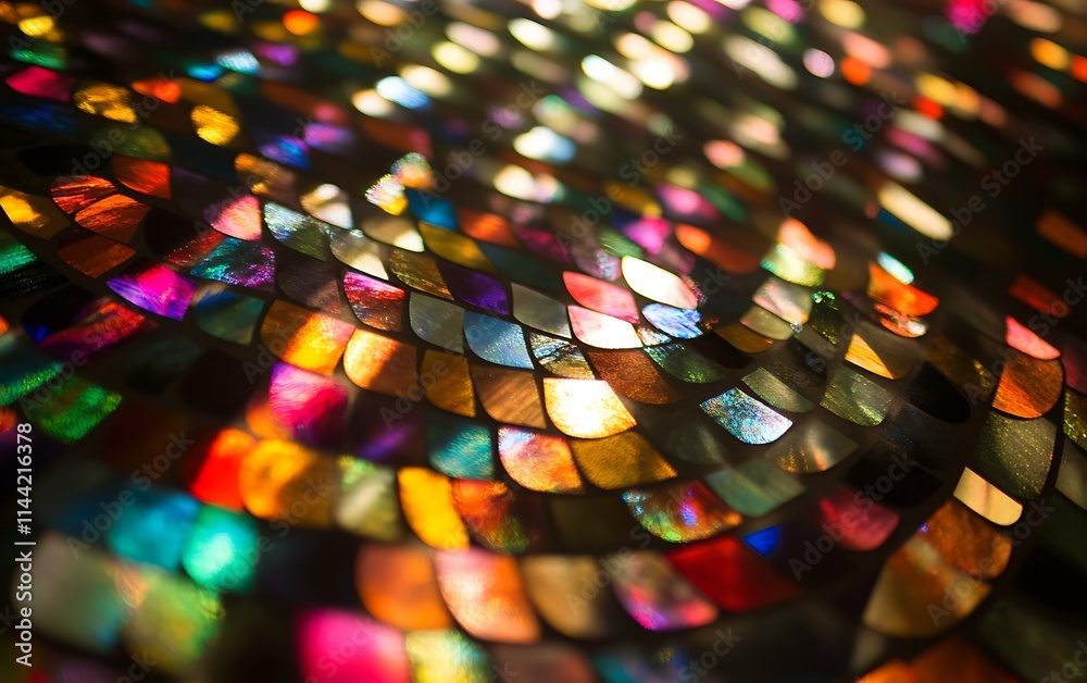 Obraz premium Abstract colorful mosaic pattern with vibrant, iridescent tiles.
