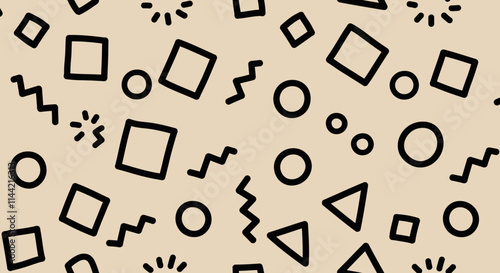 Vibrant Seamless Patterns with Bold Line Art on Colorful Backgrounds
