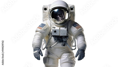 Realistic Astronaut in Space Suit Isolated on Transparent Background - Spacewalk Illustration