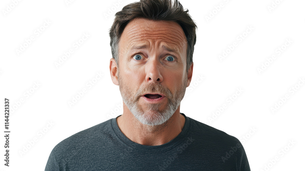 A Middle Aged Man Demonstrating Expressions of Disbelief: Ideal for Use in Discussions Around Emotional Responses and Human Interaction.