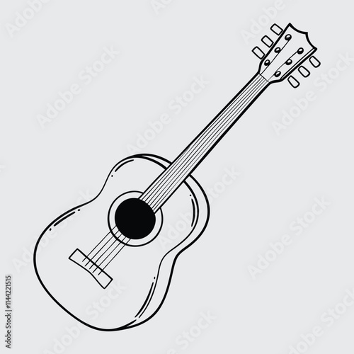 Guitar image silhouette vector art and illustration