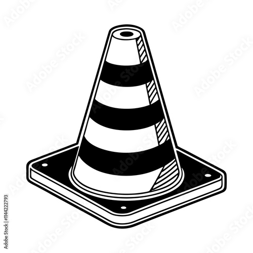 Traffic cone silhouette  vector illustration 