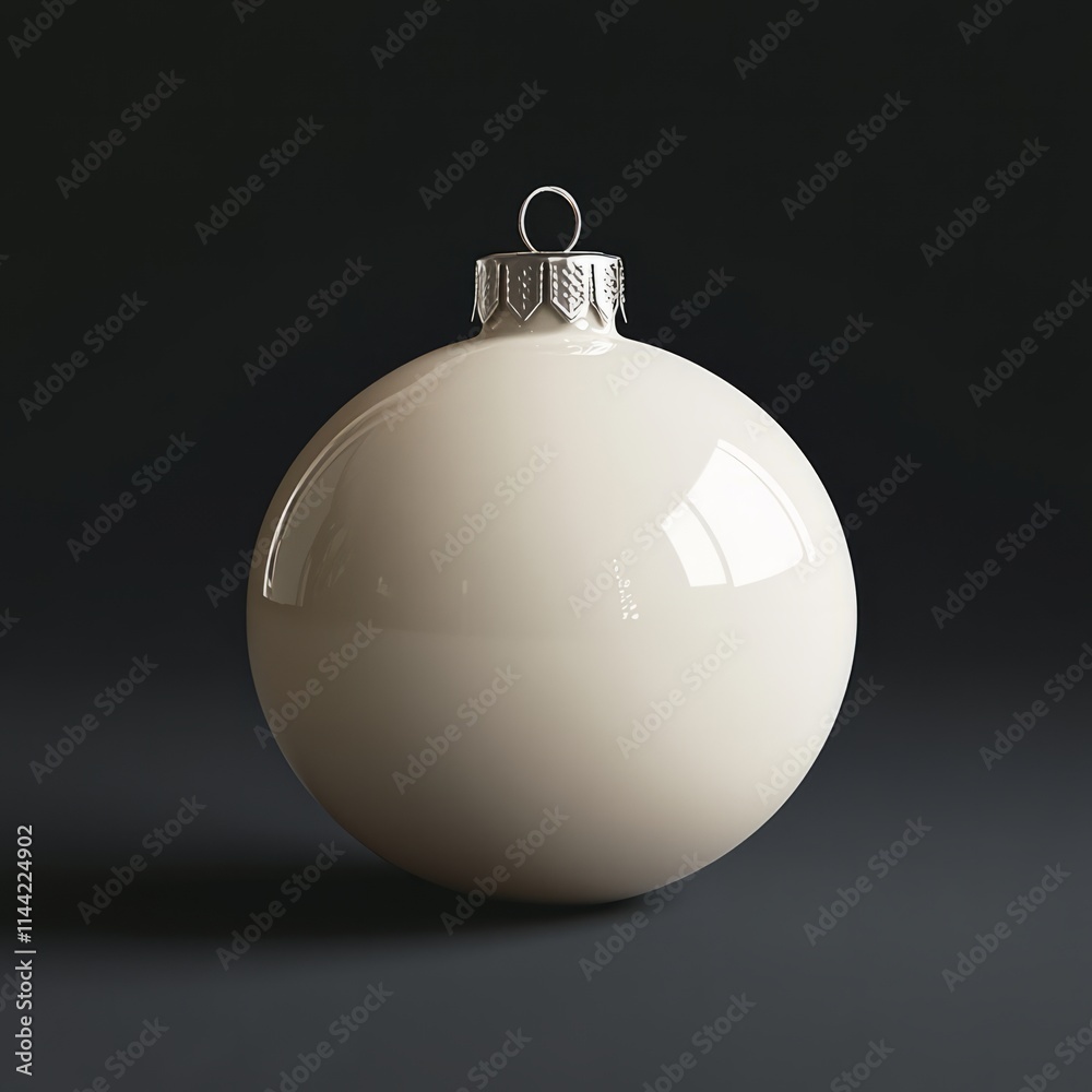 A smooth cream Christmas ball, glossy finish, placed against a pure black background A smooth cream Christmas ball, glossy finish, placed against a pure black background