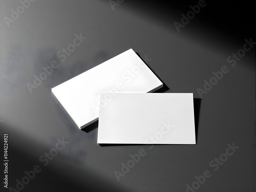 minimalist blank business card mockup with two separate cards on a textured background, perfect for showcasing branding, logo designs, or creative presentations