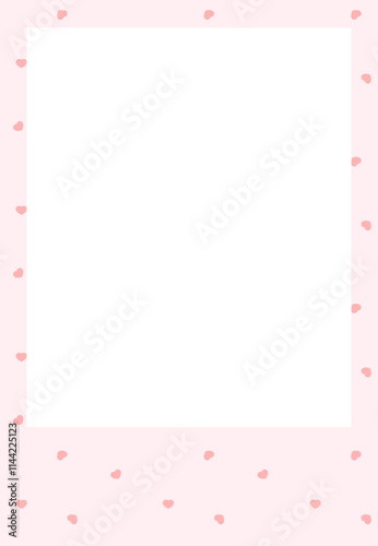 Polaroid photo frame isolated. Template for photo booth. Cute empty photo frame with heart pattern