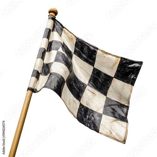 Checkered Racing Flag Isolated on Transparent Background photo