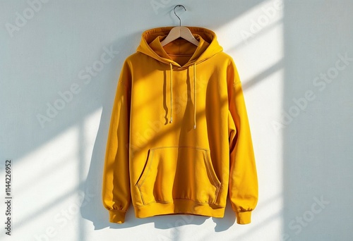Mustard Yellow Hoodie Simple Style, Comfortable Wear