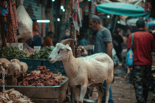 Goat and lamb for Eid al Adha sacrifices. photo