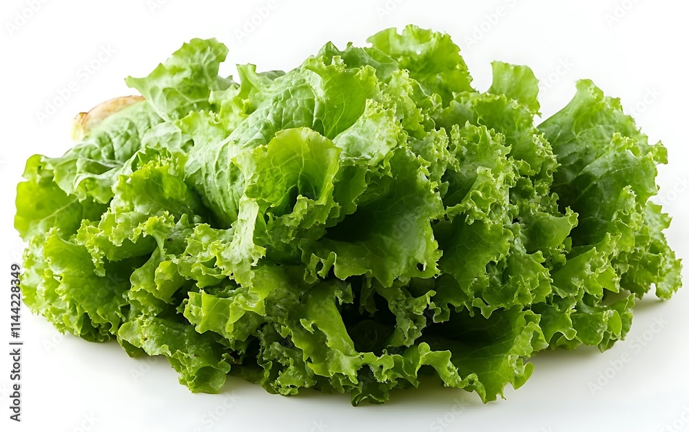 Fresh green lettuce leaves isolated on white background. (3)