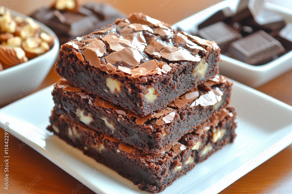 Freshly Baked Chocolate Brownies for Dessert Freshly Baked Chocolate Brownies for Dessert