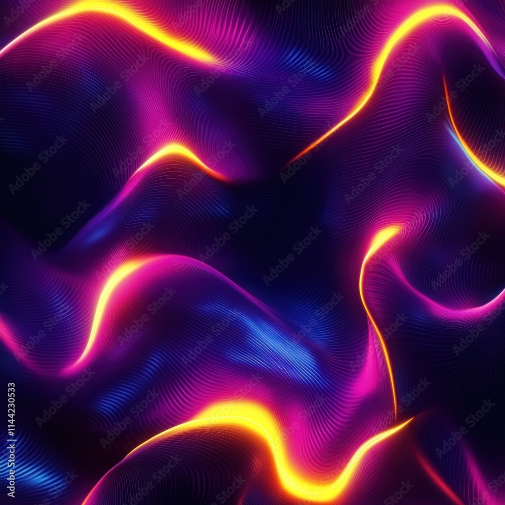 Abstract vibrant neon waves flowing in dark background. Abstract vibrant neon waves flowing in dark background.