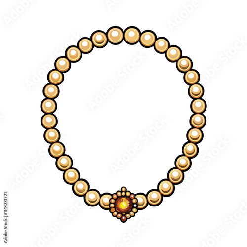 Create a highly detailed vector illustration of an elegant pearl necklace, showcasing individual pearl textures and variations in light reflection.