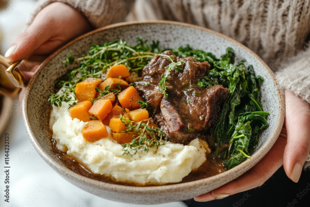 Hearty Beef Stew with Mashed Potatoes and Sweet Potatoes Hearty Beef Stew with Mashed Potatoes and Sweet Potatoes