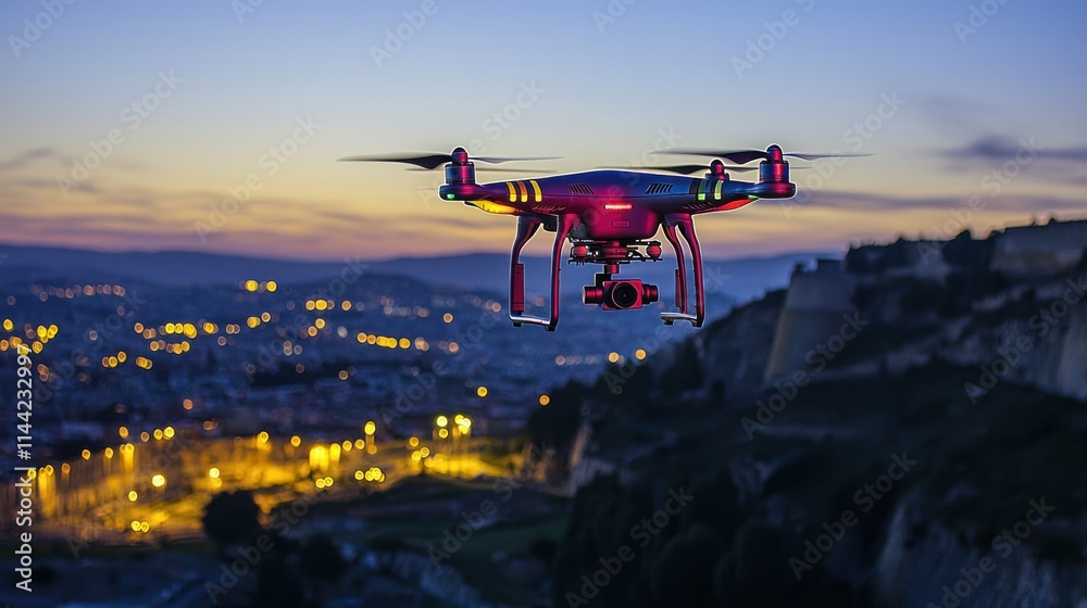 Drone Photography at Dusk Over Cityscape and Fortress Walls Drone Photography at Dusk Over Cityscape and Fortress Walls