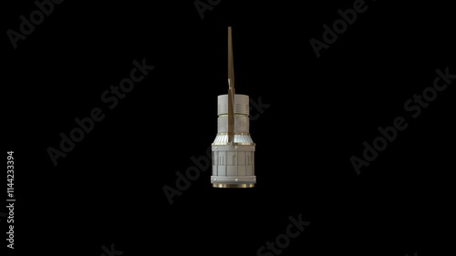 Animation of space satellite with solar panels rotation loop fully isolated with alpha channel