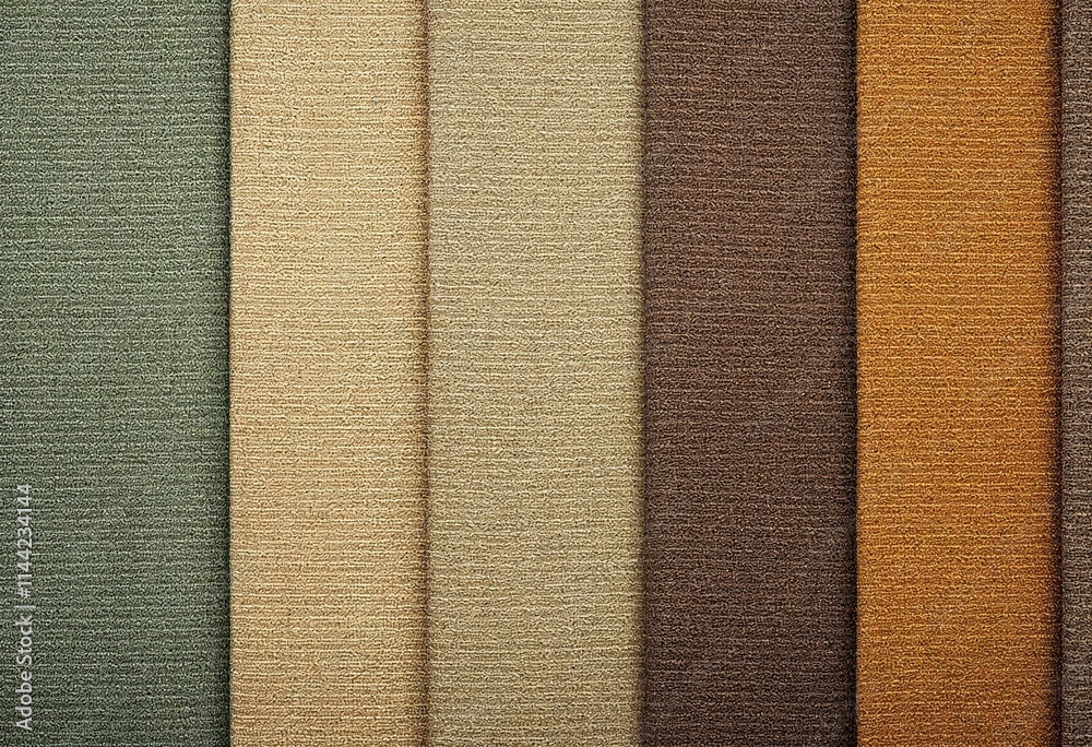 Fototapeta premium Close-Up of Textured Fabric Samples in Neutral and Earthy Tones 