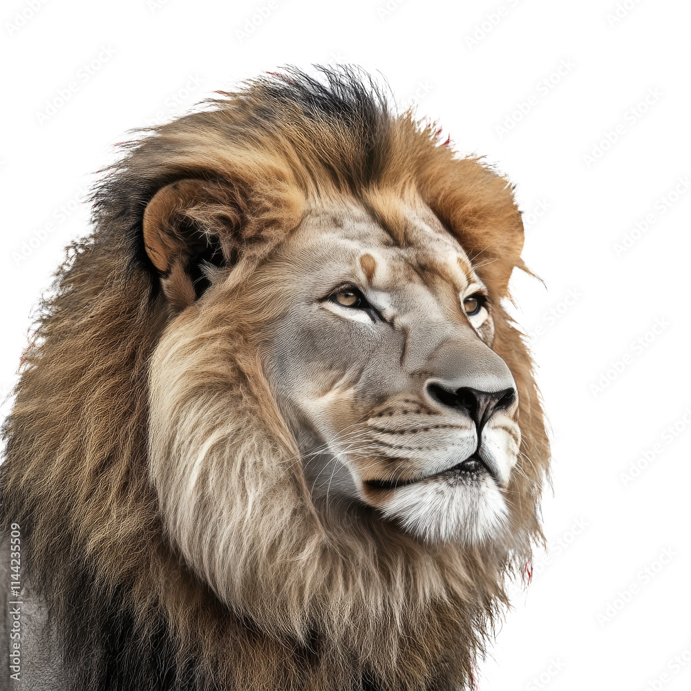 Fototapeta premium Realistic Lion Resting on Transparent Background