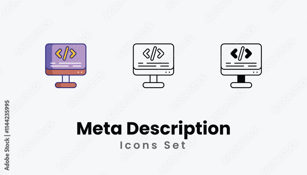 Meta Description Icons thin line and glyph vector icon stock illustration Meta Description Icons thin line and glyph vector icon stock illustration