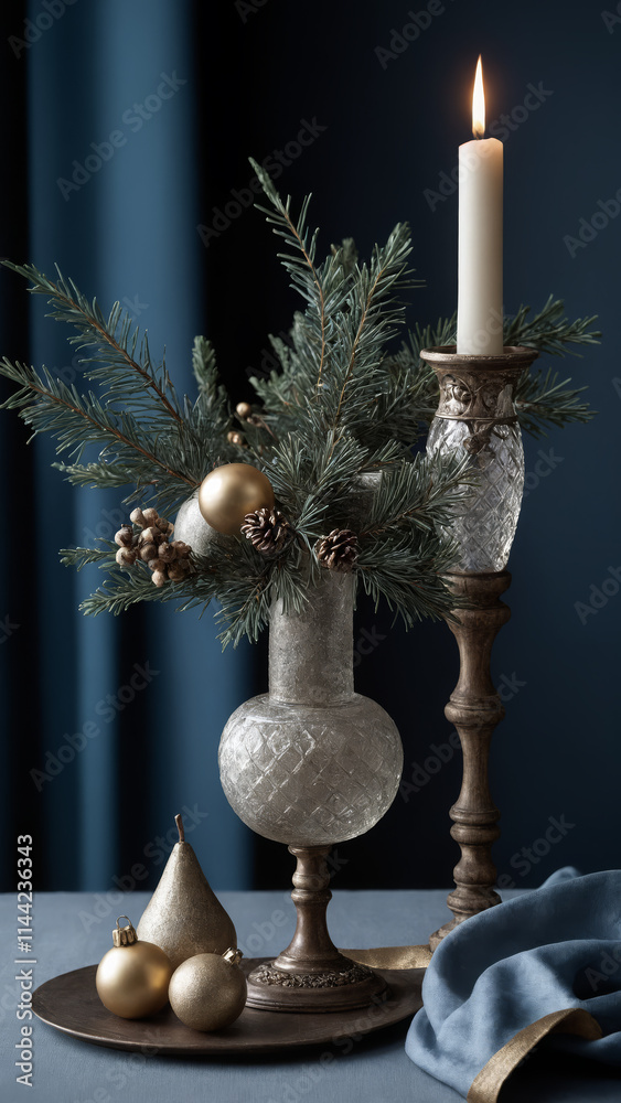 christmas candle and decorations