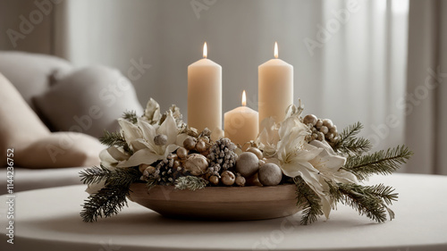 Obraz na płótnie christmas decoration with candles w salonie