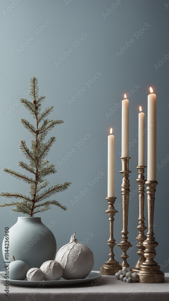 candles and snow