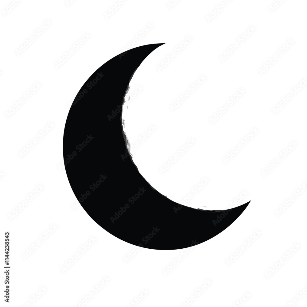 a black and white illustration of a crescent moon. a black and white illustration of a crescent moon.