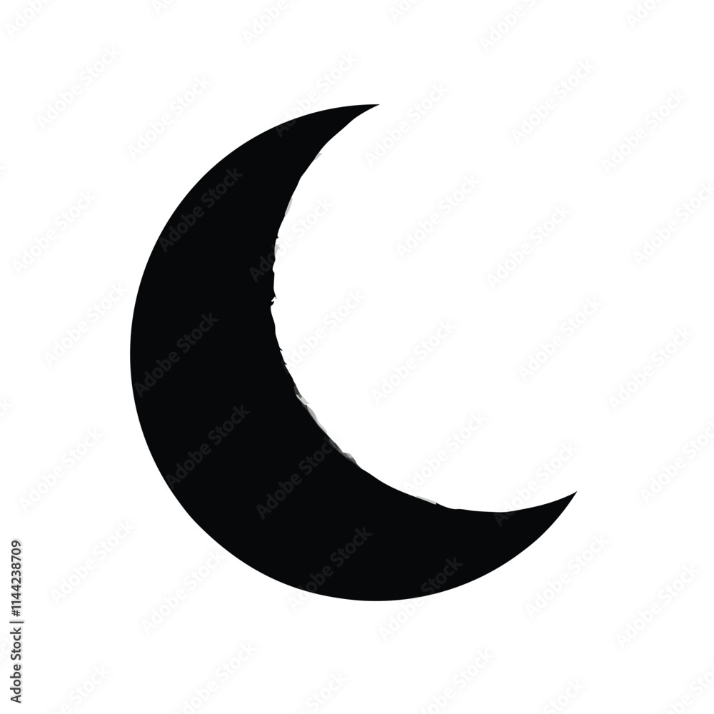 a black and white illustration of a crescent moon. a black and white illustration of a crescent moon.