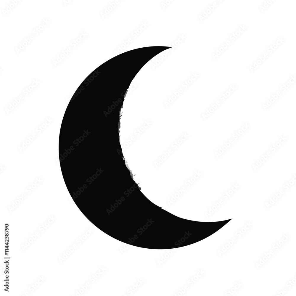a black and white illustration of a crescent moon. a black and white illustration of a crescent moon.